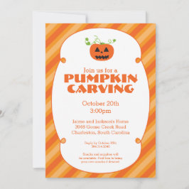 Pumpkin Carving Halloween Party Invitation Kaart