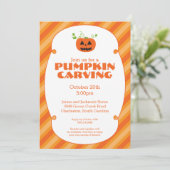 Pumpkin Carving Halloween Party Invitation Kaart (Staand voorkant)