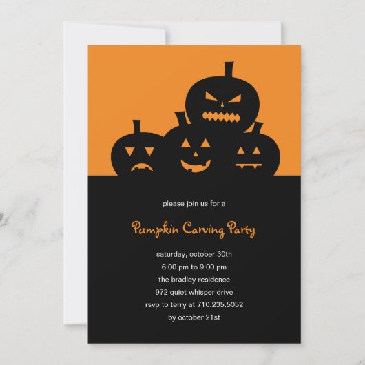 Pumpkin Carving Halloween Party Invitation Kaart (Voorkant)
