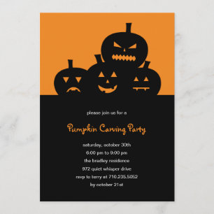 Pumpkin Carving Halloween Party Invitation Kaart