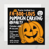 Pumpkin Carving Halloween Party Invitation Kaart (Voorkant / Achterkant)