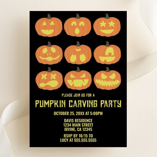 Pumpkin Carving Halloween Party Uitnodiging