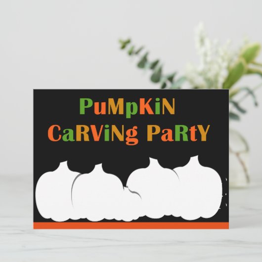 Pumpkin Carving Halloween Party uitnodiging (Staand voorkant)