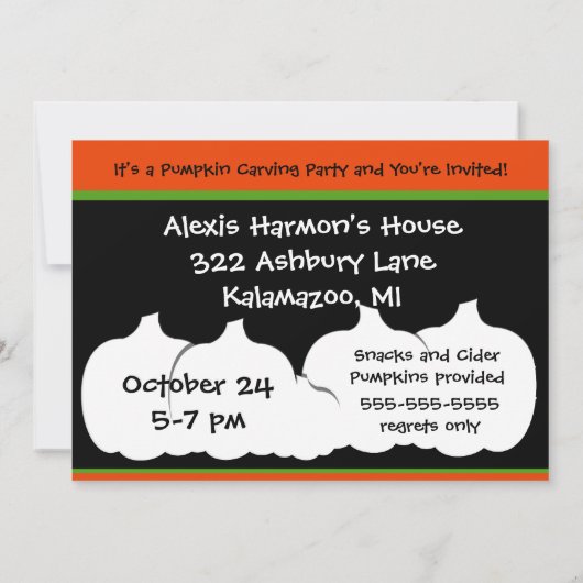 Pumpkin Carving Halloween Party uitnodiging (Achterkant)