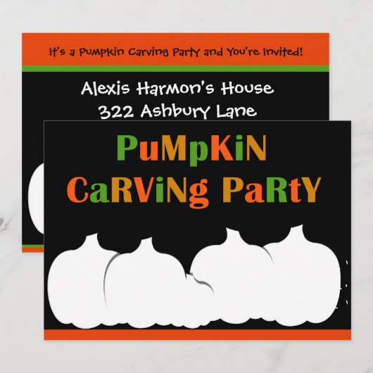 Pumpkin Carving Halloween Party uitnodiging (Voorkant / Achterkant)