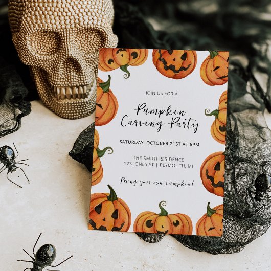 Pumpkin Carving Halloween Uitnodiging
