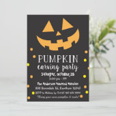 Pumpkin Carving Invitation, Halloween Party Invite Kaart (Staand voorkant)