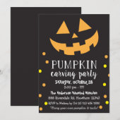 Pumpkin Carving Invitation, Halloween Party Invite Kaart (Voorkant / Achterkant)