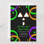 Pumpkin Carving Neon Glow Party Halloween Invitati Kaart (Voorkant)