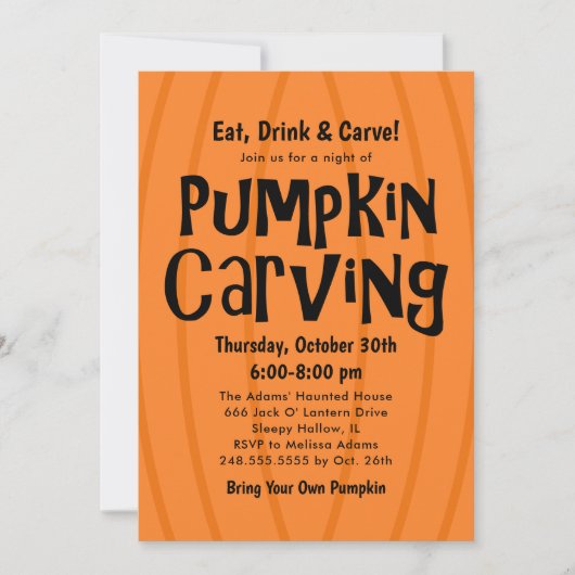 Pumpkin Carving Oranje en Black Halloween Party Kaart (Voorkant)