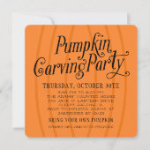 Pumpkin Carving Oranje en Black Halloween Party Kaart (Voorkant)
