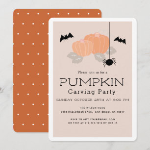 Pumpkin Carving Party Halloween Beige Uitnodiging