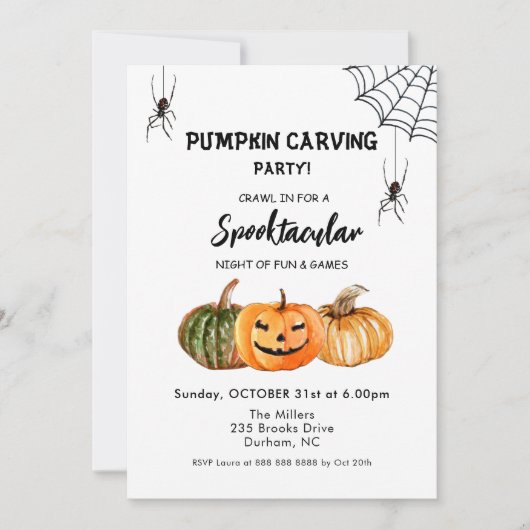 Pumpkin Carving Party Halloween Uitnodiging (Voorkant)
