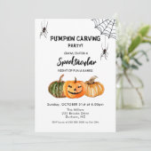 Pumpkin Carving Party Halloween Uitnodiging (Staand voorkant)