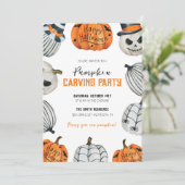 Pumpkin Carving Party Halloween Uitnodiging (Staand voorkant)