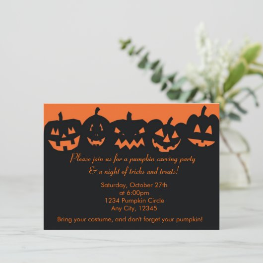 Pumpkin Carving Party Halloween Uitnodigingen (Staand voorkant)