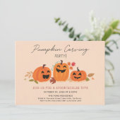 Pumpkin Carving Party Invitation Halloween Kaart (Staand voorkant)