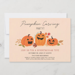 Pumpkin Carving Party Invitation Halloween Kaart