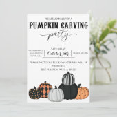 Pumpkin Carving Party Invitation - Jack o Lantern Kaart (Staand voorkant)
