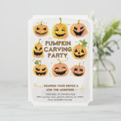 Pumpkin Carving Party-uitnodiging Kaart (Staand voorkant)