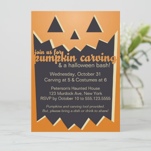 Pumpkin Carving Party-uitnodiging Kaart (Staand voorkant)