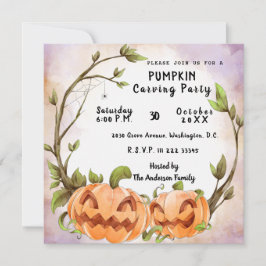 Pumpkin Carving Party-uitnodiging Kaart