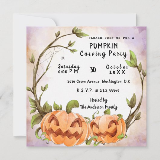 Pumpkin Carving Party-uitnodiging Kaart (Voorkant)