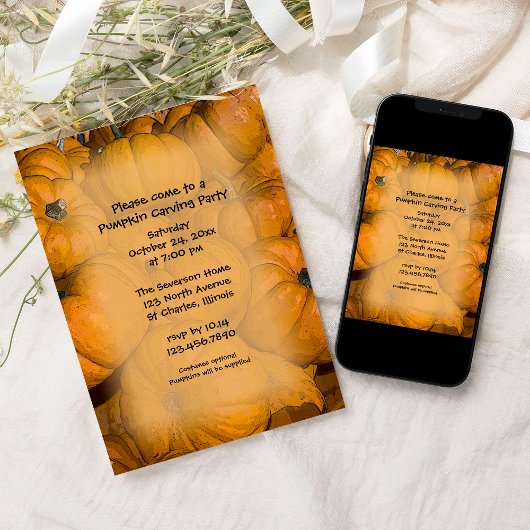 Pumpkin Carving Party-uitnodiging Kaart