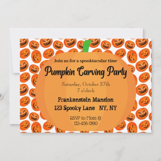 Pumpkin Carving Party-uitnodiging Kaart (Voorkant)