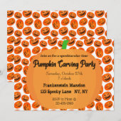 Pumpkin Carving Party-uitnodiging Kaart (Voorkant / Achterkant)