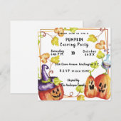 Pumpkin Carving Party-uitnodiging Kaart (Voorkant / Achterkant)