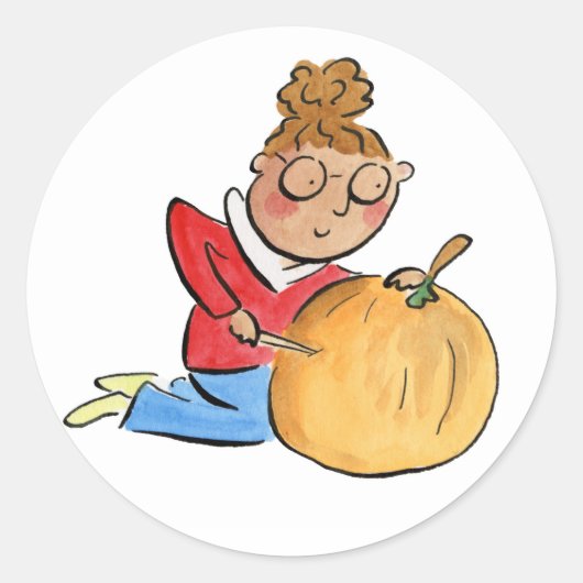 Pumpkin Carving Ronde Sticker (Voorkant)