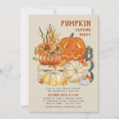 Pumpkin Carving Rustic Farmhouse Halloween Party Kaart (Voorkant)