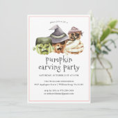 Pumpkin Carving | Uitnodiging van de Halloween-par (Staand voorkant)