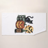 Pumpkin Cat Beer Halloween Badhanddoek (Badhanddoek)