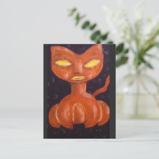 Pumpkin Cat Card uit Denis Gaston Art Briefkaart (Staand voorkant)