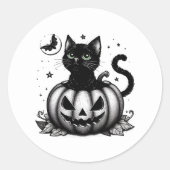 Pumpkin Cat Classic Ronde Sticker (Voorkant)