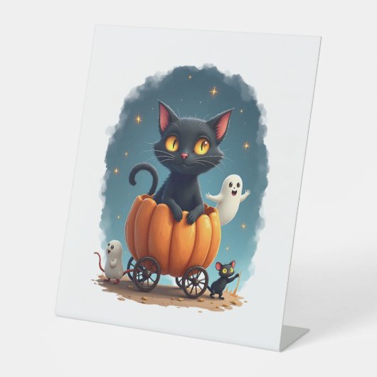 Pumpkin Cat Express Reclamebord Met Voetstuk (Voorkant)