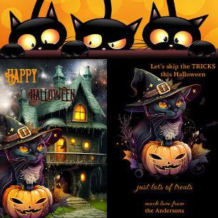 Pumpkin Cat Fantasy Halloween Vakantie Kaart
