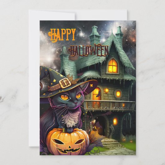 Pumpkin Cat Fantasy Halloween Vakantie Kaart (Voorkant)