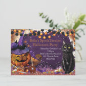 Pumpkin Cat Halloween Uitnodigingen (Staand voorkant)