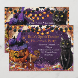 Pumpkin Cat Halloween Uitnodigingen