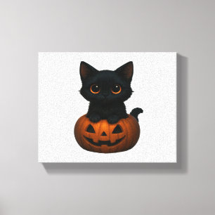 Pumpkin Cat – Schattige Spooky Halloween Shirt voo Canvas Afdruk