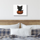 Pumpkin Cat – Schattige Spooky Halloween Shirt voo Canvas Afdruk (Insitu (Slaapkamer))