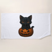 Pumpkin Cat – Schattige Spooky Halloween Shirt voo Strandlaken (Voorkant)