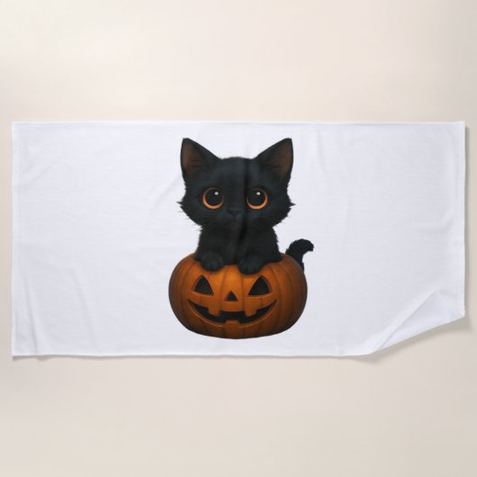 Pumpkin Cat – Schattige Spooky Halloween Shirt voo Strandlaken (Voorkant)