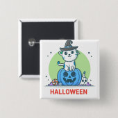 Pumpkin Cat Vierkante Button 5,1 Cm (Voorkant /achterkant)