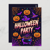 Pumpkin Cauldron Halloween Party Invite Briefkaart (Voorkant / Achterkant)