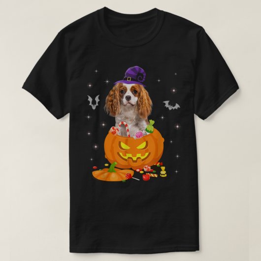 Pumpkin Cavalier King Charles Spaniel Halloween Ha T-shirt (Design voorkant)