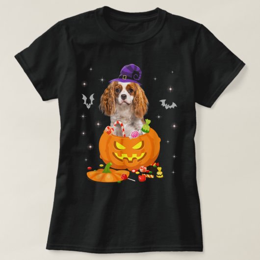 Pumpkin Cavalier King Charles Spaniel Halloween Ha T-shirt (Design voorkant)